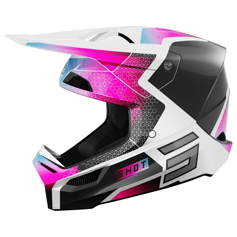 Shot Casco motocross Furious Phaser infantil negro-azul-rosa
