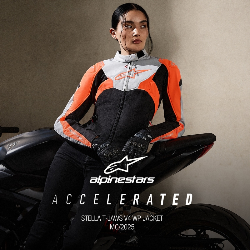 Chaqueta de moto mujer Alpinestars Stella T-Jaws 4 Waterproof negro-gris-rojo fluo