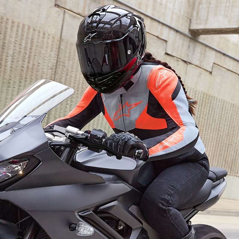 Chaqueta de moto mujer Alpinestars Stella T-Jaws 4 Waterproof negro-gris-rojo fluo