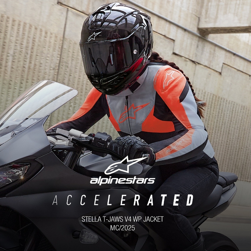 Chaqueta de moto mujer Alpinestars Stella T-Jaws 4 Waterproof negro-gris-rojo fluo