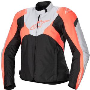 Chaqueta de moto mujer Alpinestars Stella T-Jaws 4 Waterproof negro-gris-rojo fluo