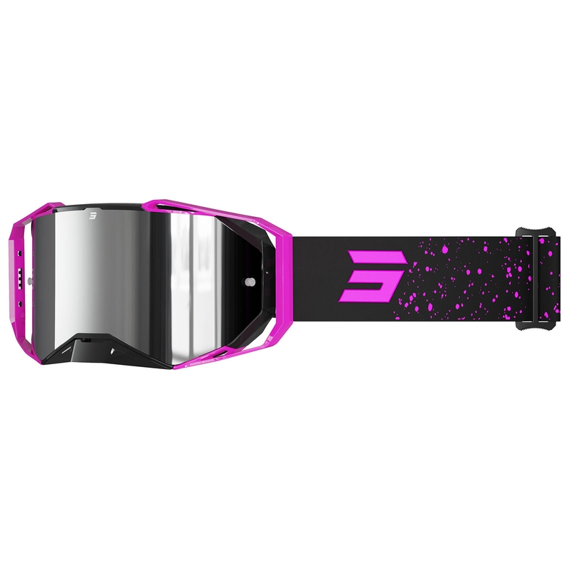 Gafas de motocross Shot Lite Mist rosa con plexiglás iridio plateado