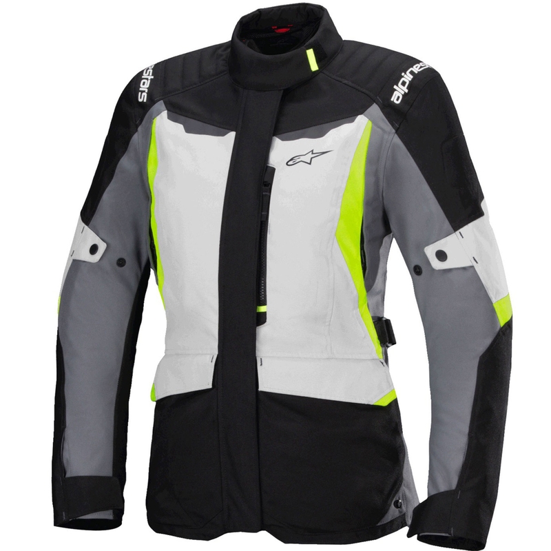 Chaqueta de moto mujer Alpinestars Stella ST-1 Waterproof gris-negro-amarillo fluo