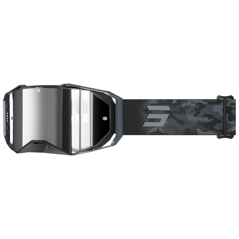 Gafas de motocross Shot Lite Patrol gris con plexiglás iridio plateado