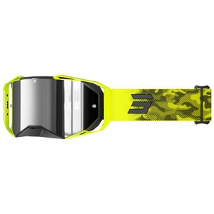 Gafas de motocross Shot Lite Patrol amarillo fluo con plexiglás iridio plateado
