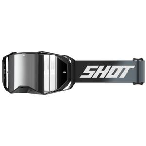 Gafas de motocross Shot Lite Solid negro con plexiglás iridio plateado