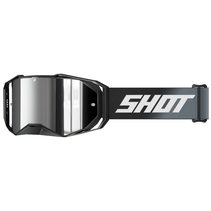 Gafas de motocross Shot Lite Solid negro con plexiglás iridio plateado