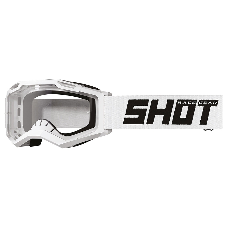 Gafas de motocross para niños Shot Rocket Kid 2.0 blanco sólido con plexiglás transparente
