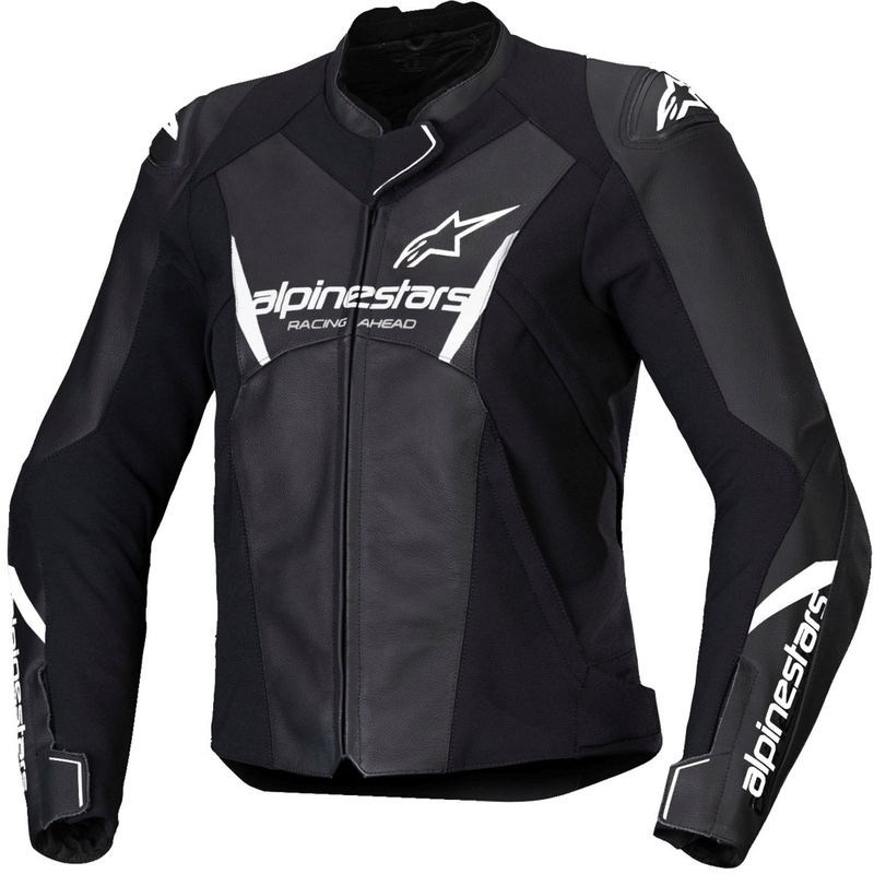 Chaqueta de moto de cuero Alpinestars Stella Faster 3 mujer negro-blanco
