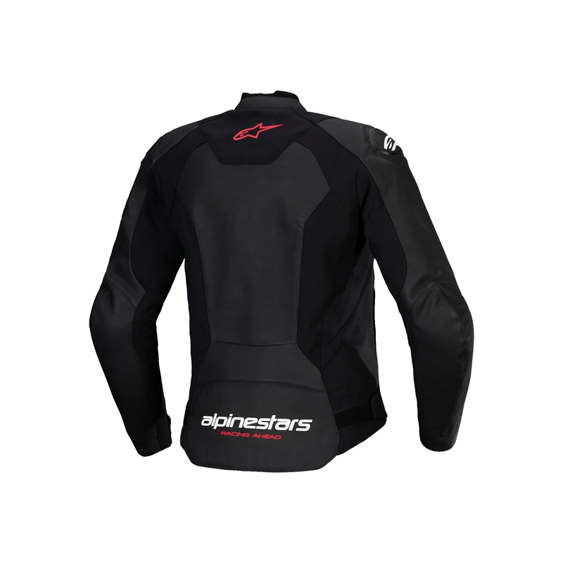 Chaqueta moto de cuero mujer Alpinestars Stella Faster 3 negro-blanco-rojo fluo