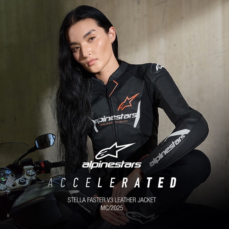 Chaqueta moto de cuero mujer Alpinestars Stella Faster 3 negro-blanco-rojo fluo