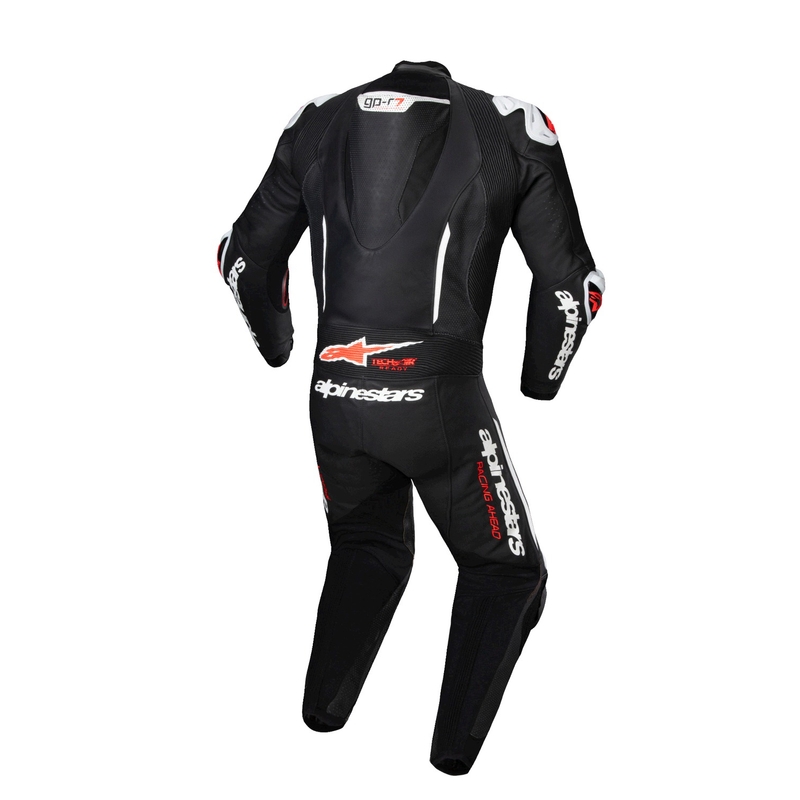 Mono de moto Alpinestars GP-R7 Tech-Air ready/compatible de una pieza de cuero negro-blanco-rojo fluo