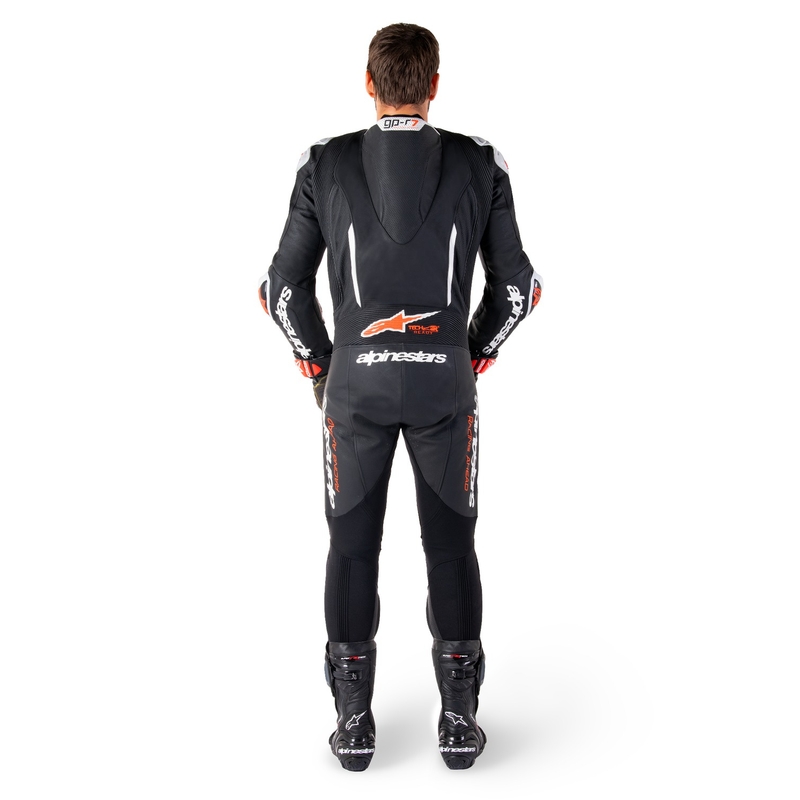 Mono de moto Alpinestars GP-R7 Tech-Air ready/compatible de una pieza de cuero negro-blanco-rojo fluo