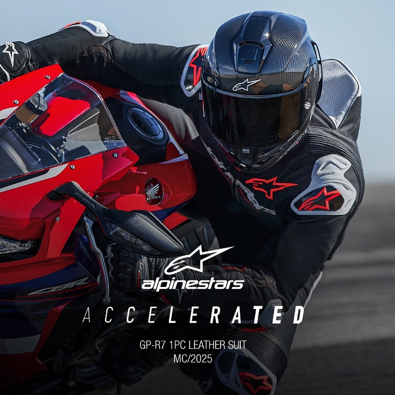 Mono de moto Alpinestars GP-R7 Tech-Air ready/compatible de una pieza de cuero negro-blanco-rojo fluo