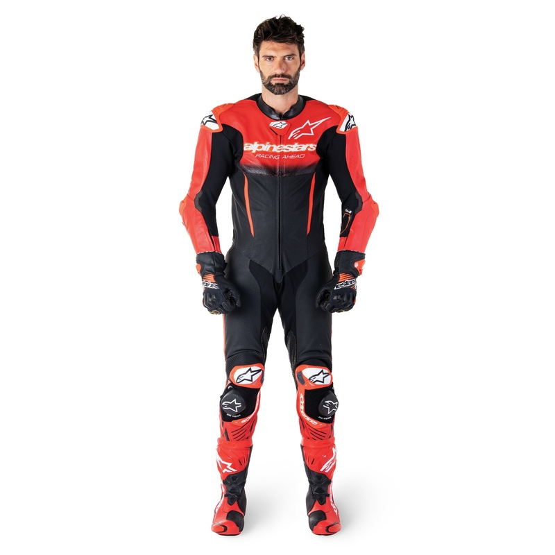Mono de cuero Alpinestars GP-R7 Tech-Air ready/compatible negro-rojo