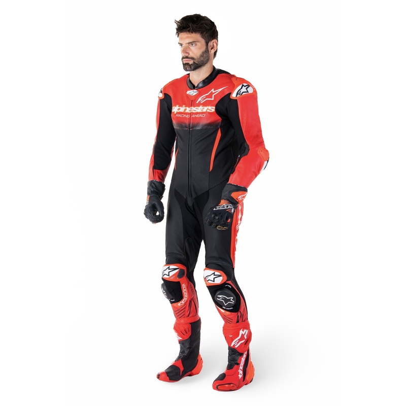 Mono de cuero Alpinestars GP-R7 Tech-Air ready/compatible negro-rojo