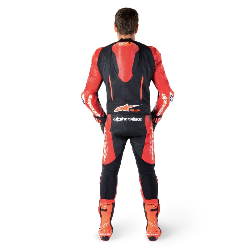 Mono de cuero Alpinestars GP-R7 Tech-Air ready/compatible negro-rojo