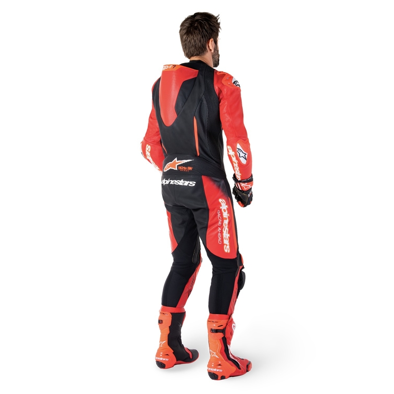 Mono de cuero Alpinestars GP-R7 Tech-Air ready/compatible negro-rojo