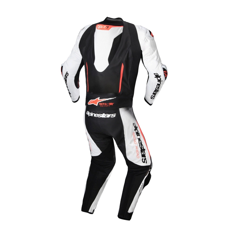 Mono de cuero Alpinestars GP-R7 Tech-Air Ready/Compatible Blanco-Negro-Rojo Fluo