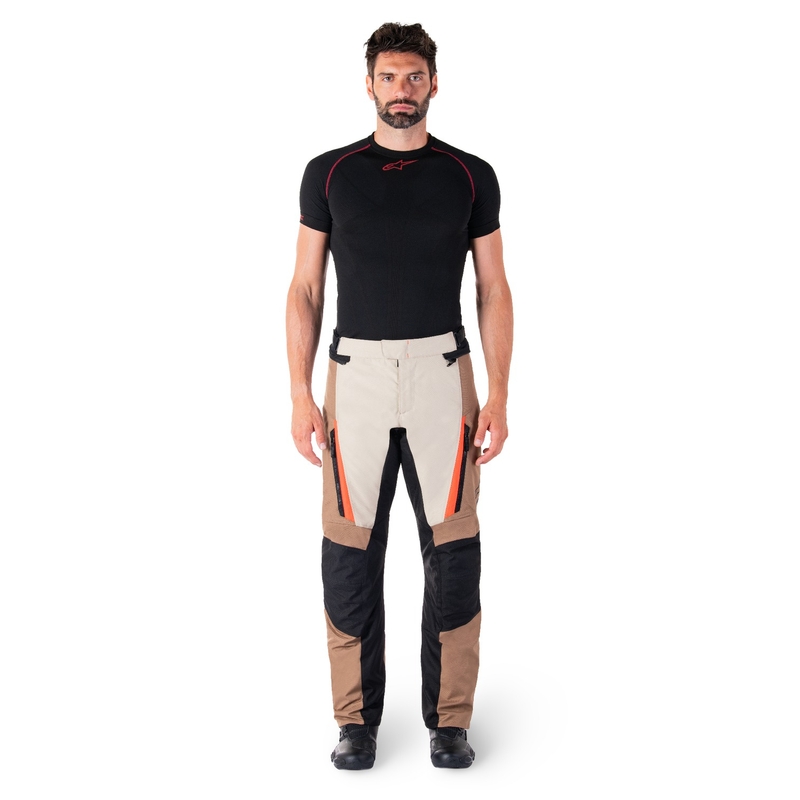 Pantalón moto Alpinestars ST-1 Waterproof caqui-arena-negro-rojo fluo