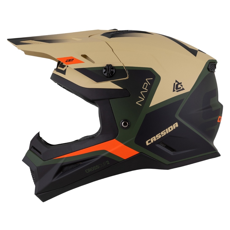 Casco de motocross Cassida Cross Cup 2 Napa mate arena-verde-naranja-negro