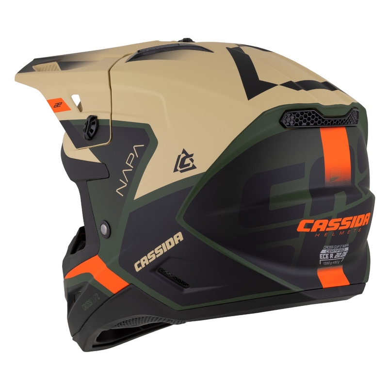 Casco de motocross Cassida Cross Cup 2 Napa mate arena-verde-naranja-negro