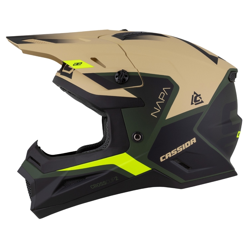 Casco de motocross Cassida Cross Cup 2 Napa arena mate-verde-amarillo fluo-negro