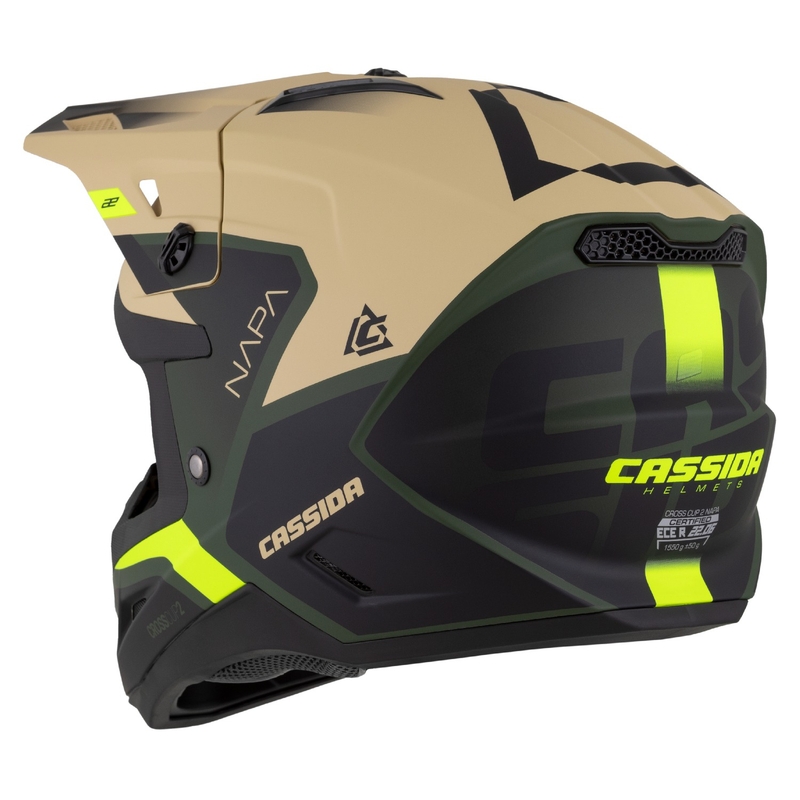 Casco de motocross Cassida Cross Cup 2 Napa arena mate-verde-amarillo fluo-negro