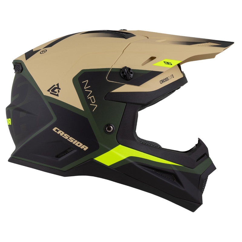 Casco de motocross Cassida Cross Cup 2 Napa arena mate-verde-amarillo fluo-negro