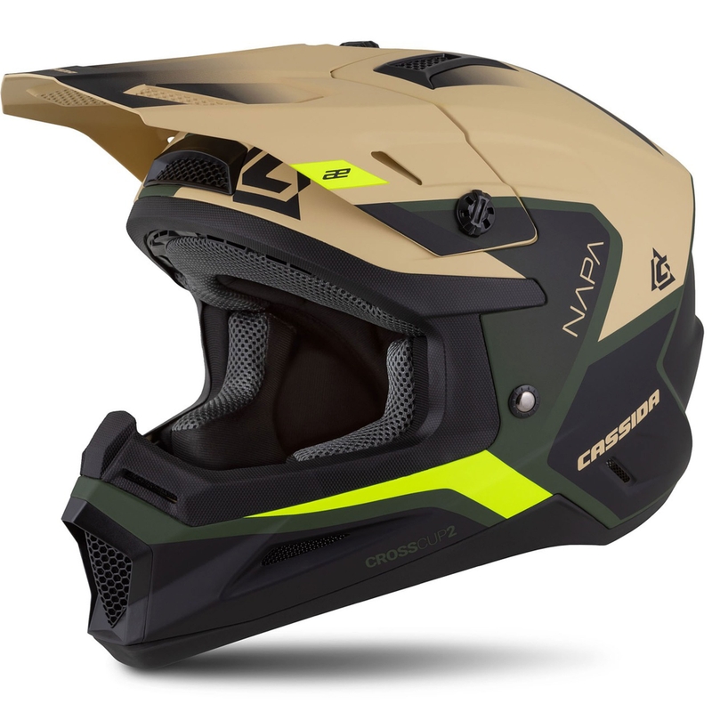 Casco de motocross Cassida Cross Cup 2 Napa arena mate-verde-amarillo fluo-negro