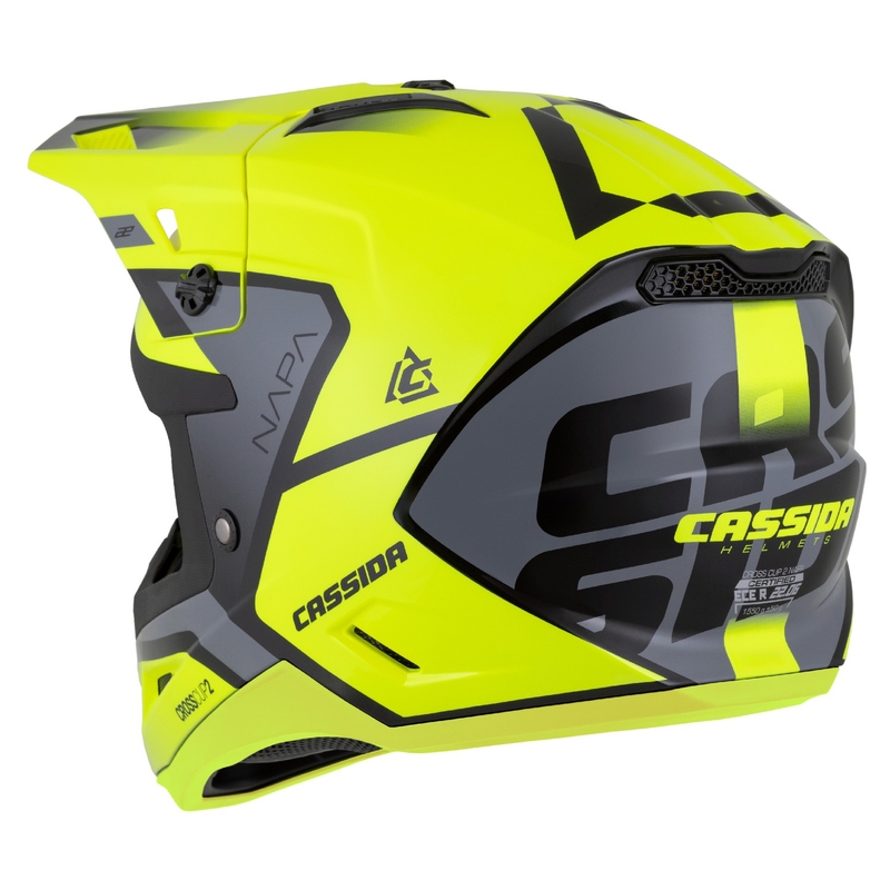 Casco de motocross Cassida Cross Cup 2 Napa amarillo fluo-negro-gris perla