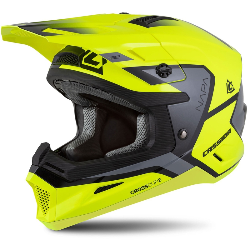Casco de motocross Cassida Cross Cup 2 Napa amarillo fluo-negro-gris perla