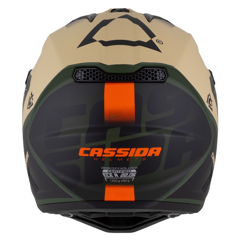 Casco de Moto Motocross Infantil Cassida Cross Cup 2 Napa Mate Arena-Verde-Naranja-Negro
