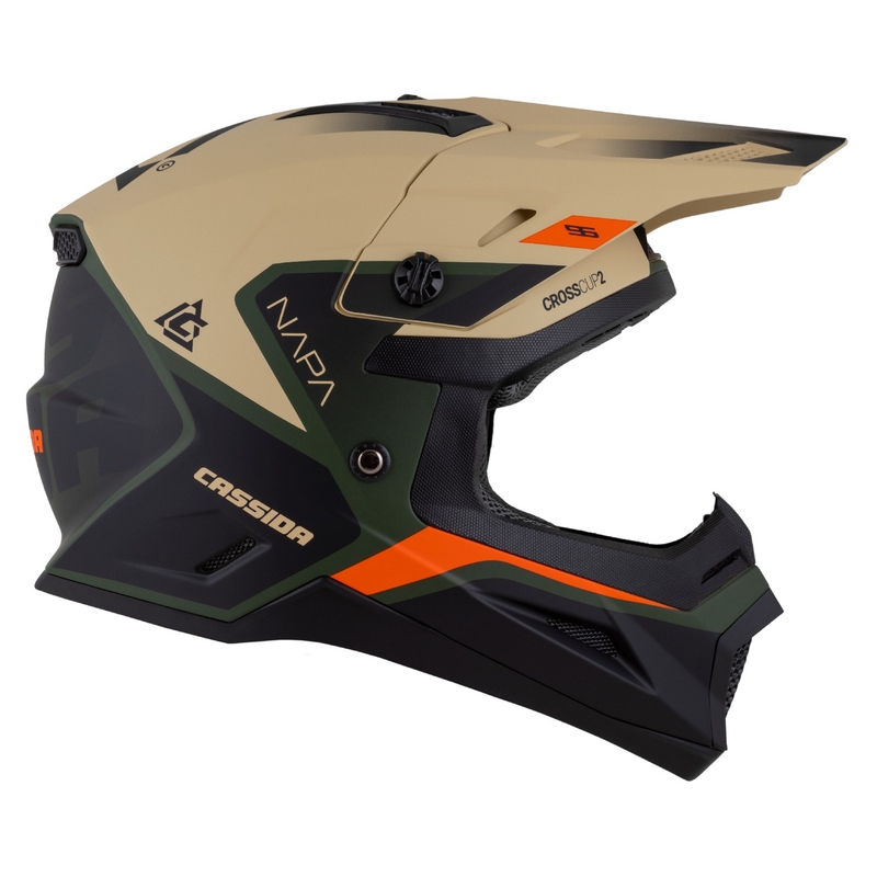 Casco de Moto Motocross Infantil Cassida Cross Cup 2 Napa Mate Arena-Verde-Naranja-Negro