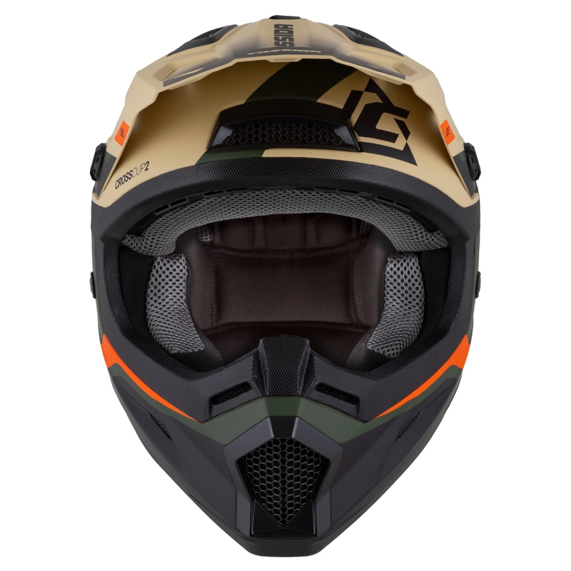 Casco de Moto Motocross Infantil Cassida Cross Cup 2 Napa Mate Arena-Verde-Naranja-Negro
