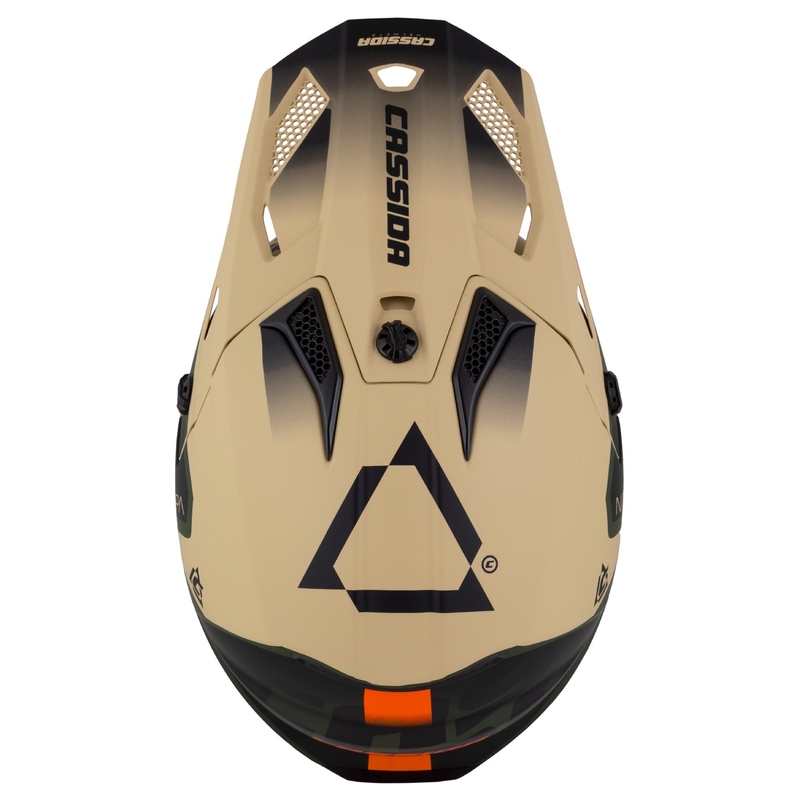 Casco de Moto Motocross Infantil Cassida Cross Cup 2 Napa Mate Arena-Verde-Naranja-Negro