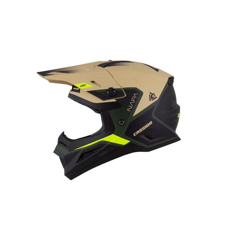 Casco de Moto Motocross Infantil Cassida Cross Cup 2 Napa Arena Mate-Verde-Amarillo Fluo-Negro