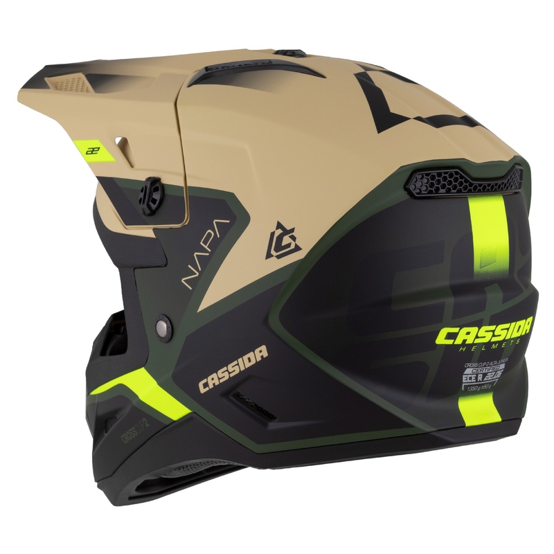 Casco de Moto Motocross Infantil Cassida Cross Cup 2 Napa Arena Mate-Verde-Amarillo Fluo-Negro