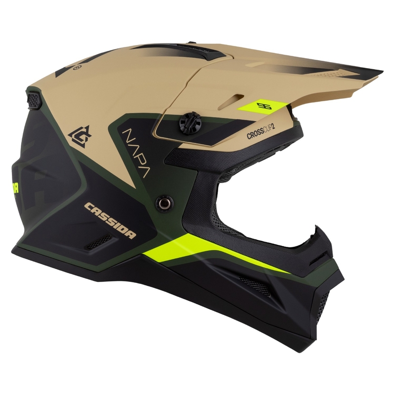 Casco de Moto Motocross Infantil Cassida Cross Cup 2 Napa Arena Mate-Verde-Amarillo Fluo-Negro