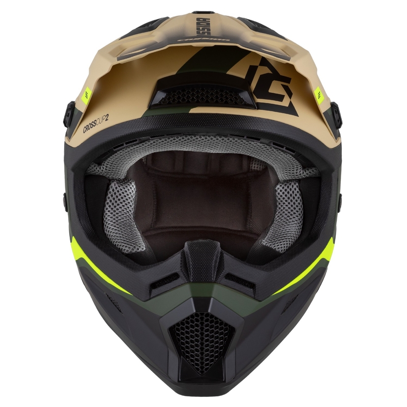 Casco de Moto Motocross Infantil Cassida Cross Cup 2 Napa Arena Mate-Verde-Amarillo Fluo-Negro