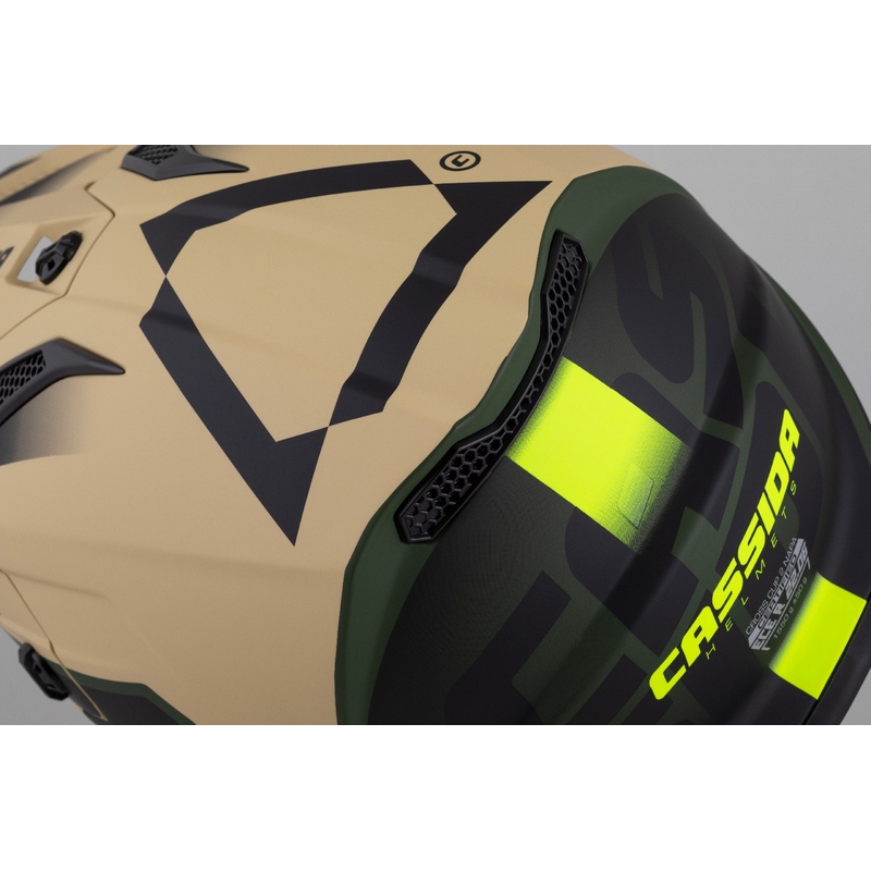 Casco de Moto Motocross Infantil Cassida Cross Cup 2 Napa Arena Mate-Verde-Amarillo Fluo-Negro