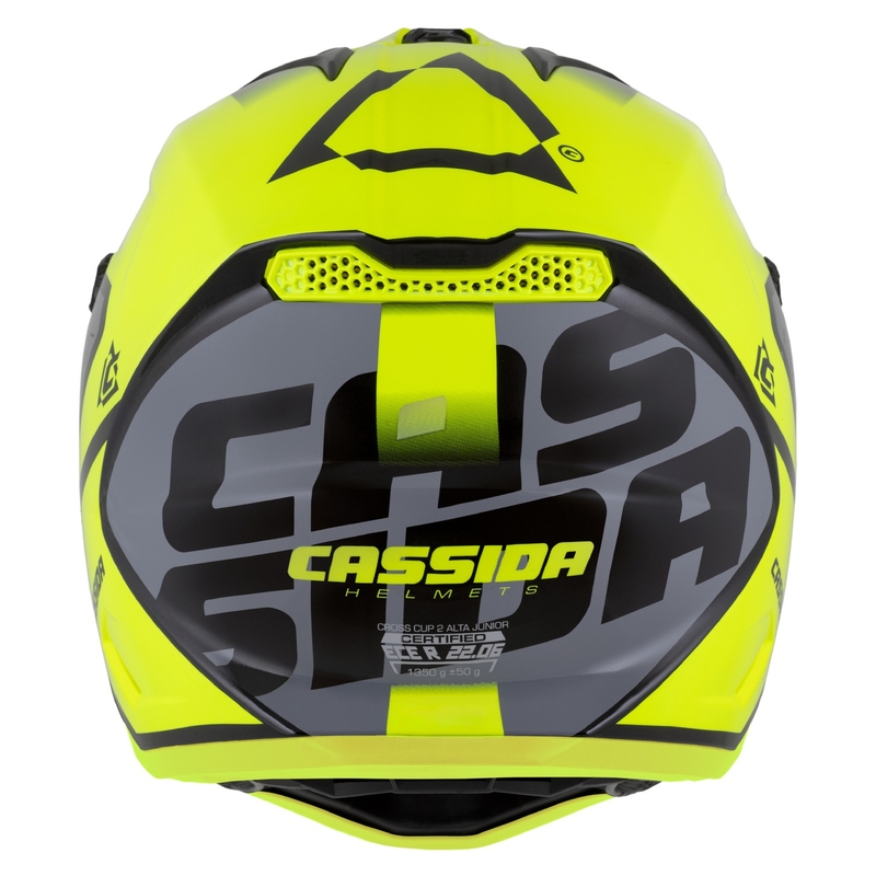 Casco de Cross Infantil Cassida Cross Cup 2 Napa Fluo Amarillo-Negro-Gris Perla