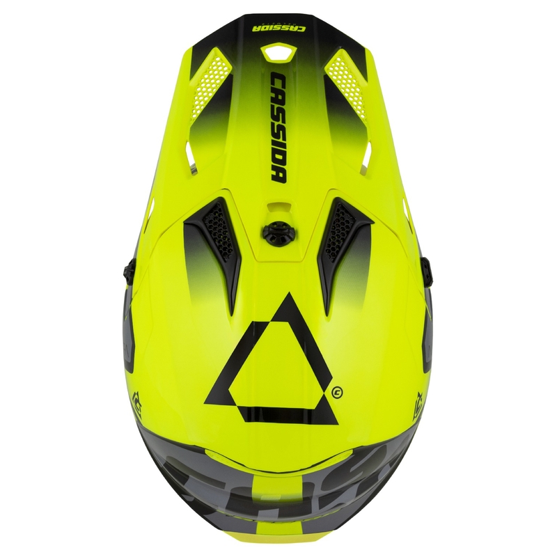 Casco de Cross Infantil Cassida Cross Cup 2 Napa Fluo Amarillo-Negro-Gris Perla