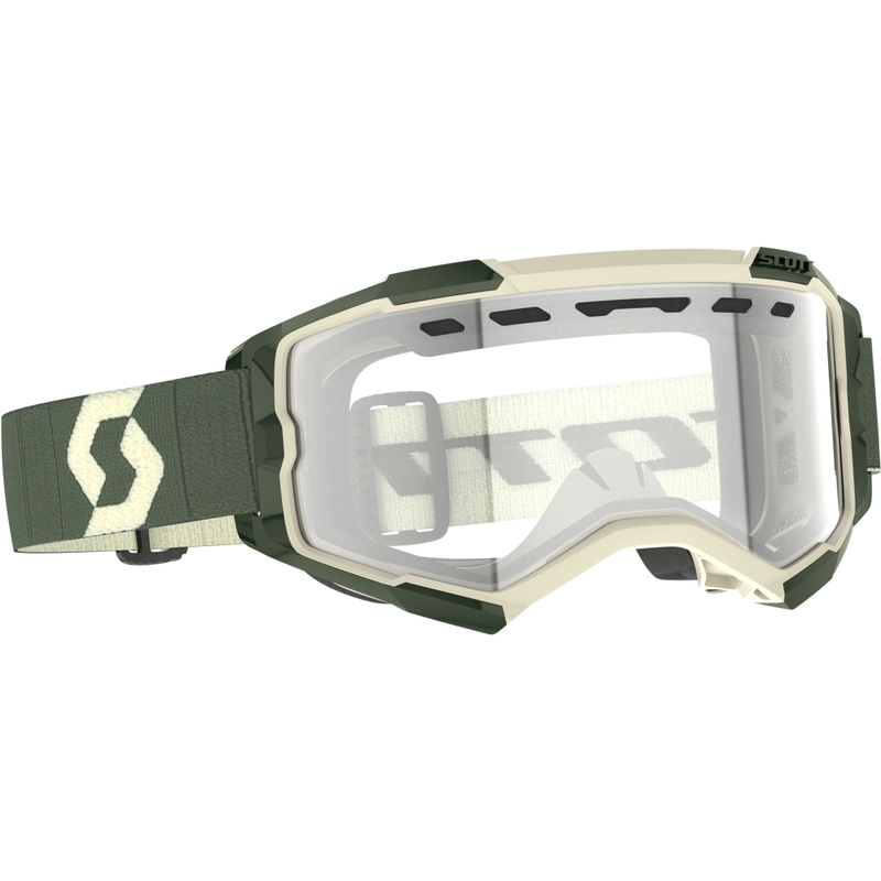 Gafas de motocross SCOTT Fury Enduro caqui con plexiglás transparente