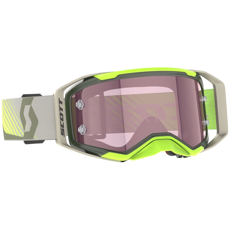 Gafas de motocross SCOTT Prospect 2.0 AMP amarillo caqui-fluo con plexiglás rosa