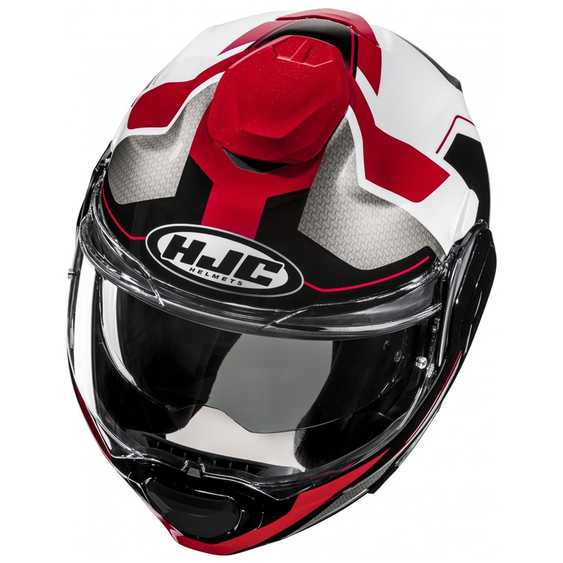 Casco de moto abatible HJC F100 Bios MC1 gris-negro-rojo