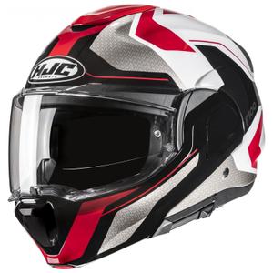 Casco de moto abatible HJC F100 Bios MC1 gris-negro-rojo