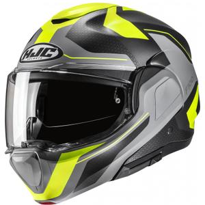 Casco de moto abatible HJC F100 Bios MC3HSF fluo amarillo-gris