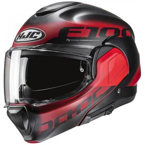 Casco de moto abatible HJC F100 Hetal MC1SF negro-rojo
