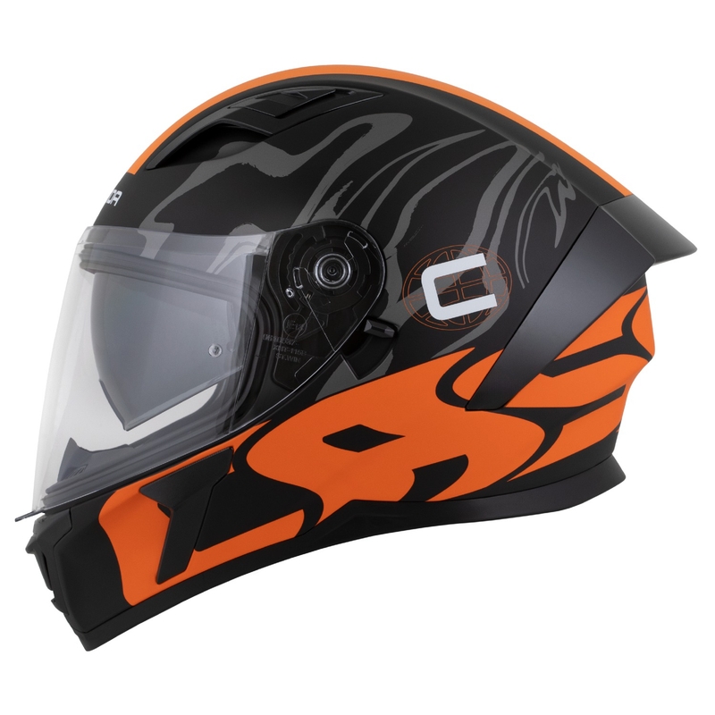 Casco integral Cassida Orbit Multivers negro mate-naranja-gris-blanco